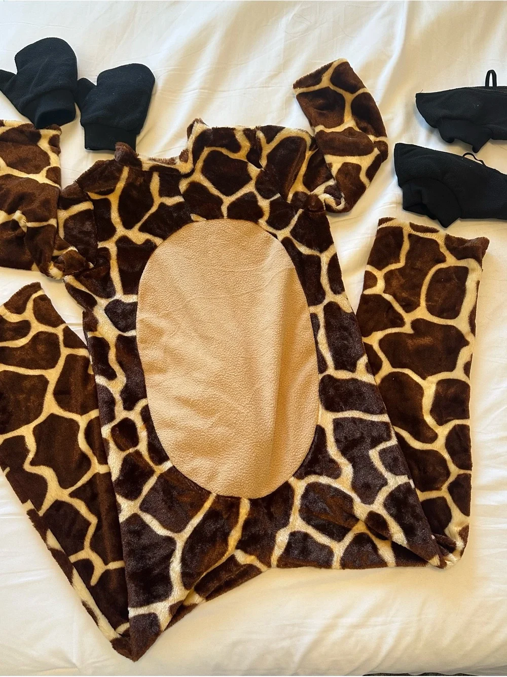 Kids Giraffe Costume Plush One-Piece in Brown & Tan